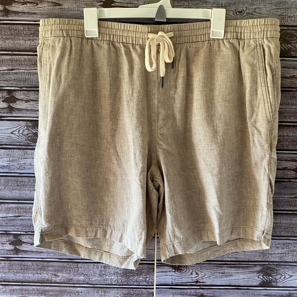Express Men's Shorts‎ Size XL Beige Linen Blend Tie Waist Pockets NWT